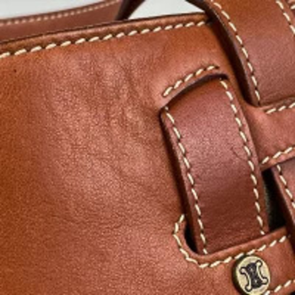 Celine Blazon Tote Bag Handbag Macadam Leather Brown - Picture 4 of 5